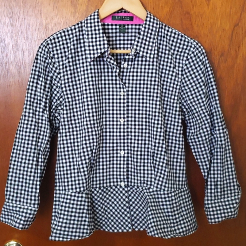 Plaid Button-down Top with Flare